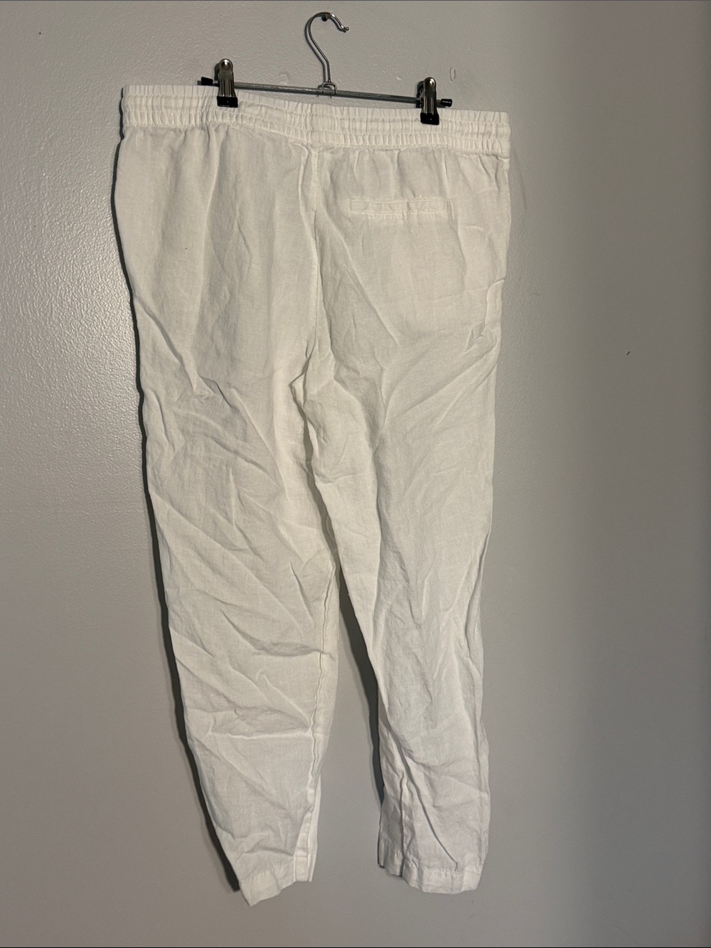 H&M White Cropped Drawstring Linen-Blend Pants - Picture 4 of 5